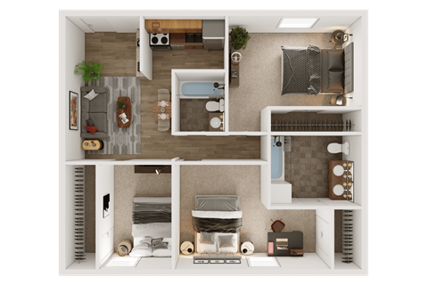 C1 1256sqft 3 bedroom apartment at Carisma, Dallas, TX, Florida